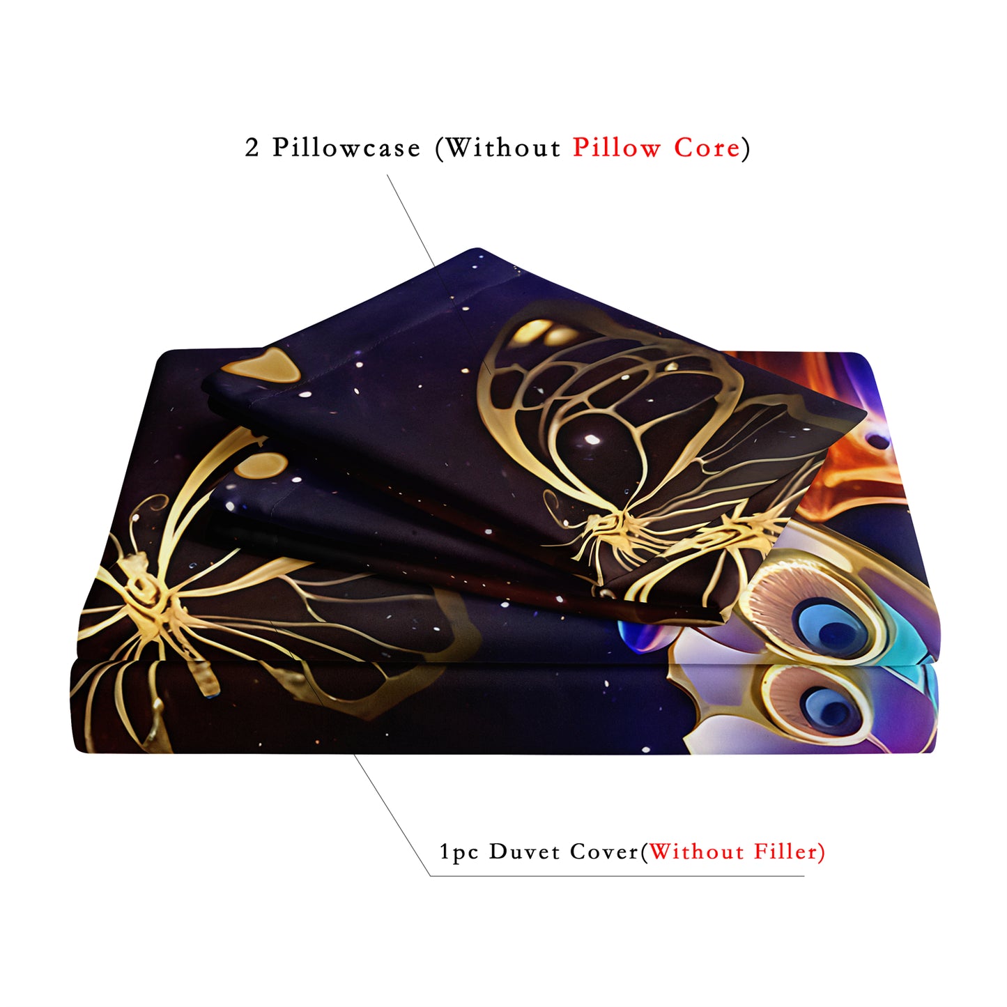 Dreammers 3D Galaxy Colorful Butterfly Duvet Cover Set, Mystical Soft Bedding Set with Pillowcases