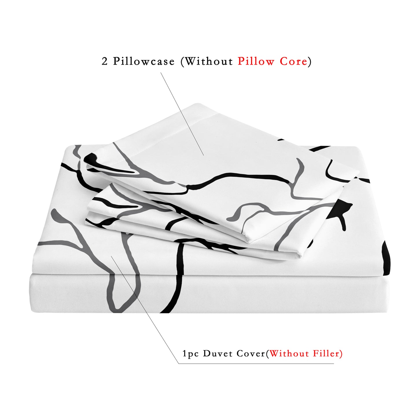 Dreammers Minimalist Black White Branch Duvet Cover Set, Modern Botanical Soft Bedding Set with Pillowcases