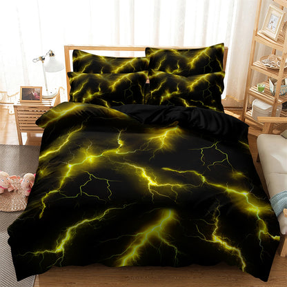 Dreammers 3D Yellow Lightning Duvet Cover Set, Cool Storm Soft Bedding Set with Pillowcases