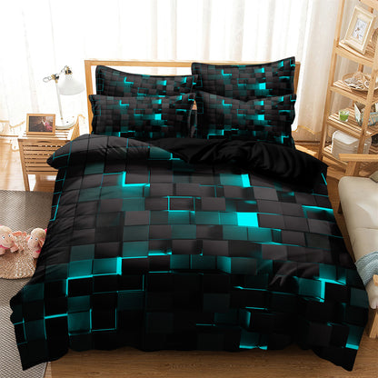 Dreammers 3D Lake Black Geometric Duvet Cover Set, Modern Soft Bedding Set with Pillowcases