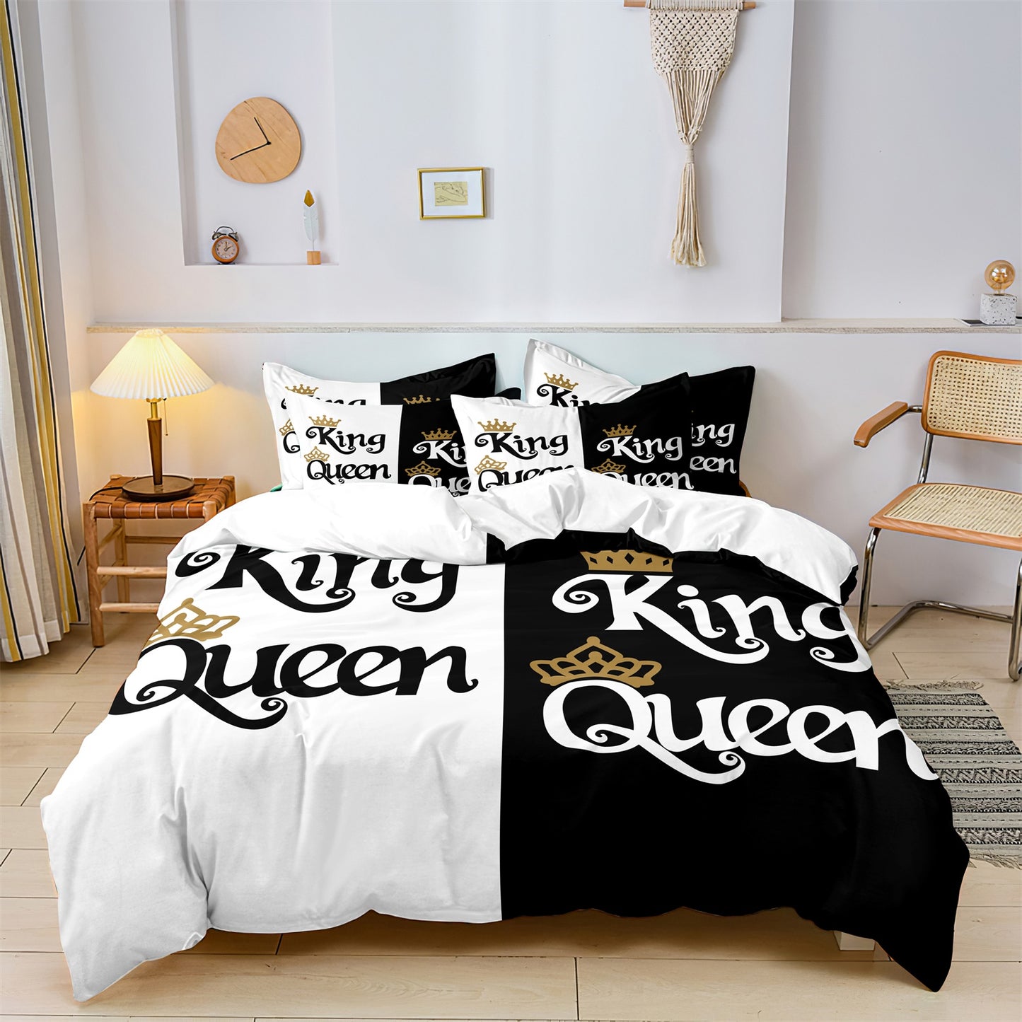 Dreammers King Queen Couple Duvet Cover Set, His Hers Romantic Soft Bedding Set with Pillowcases