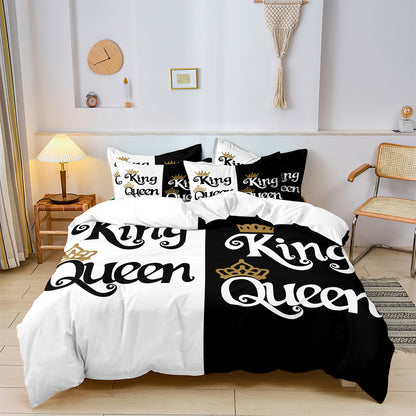 Dreammers King Queen Couple Duvet Cover Set, His Hers Romantic Soft Bedding Set with Pillowcases