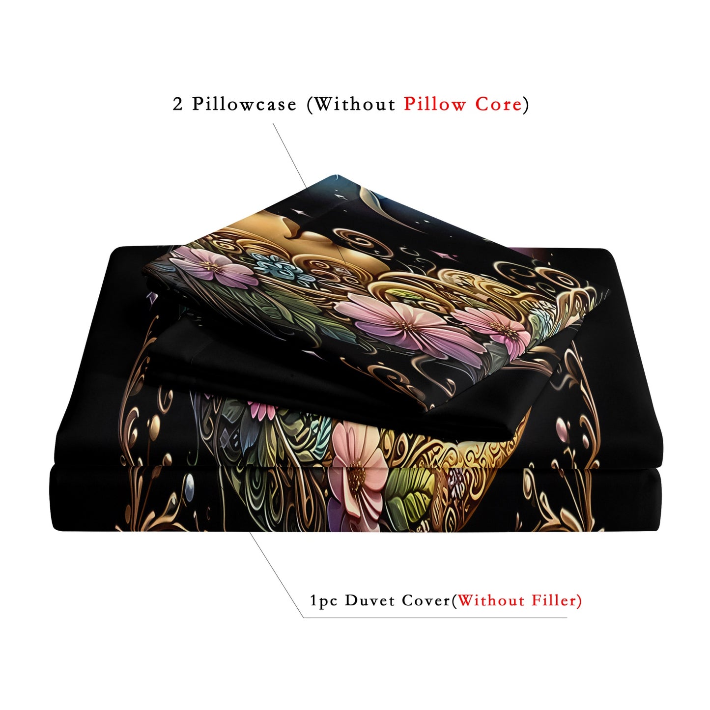 Dreammers Boho Sun Moon Floral Duvet Cover Set, Mystical Celestial Soft Bedding Set with Pillowcases