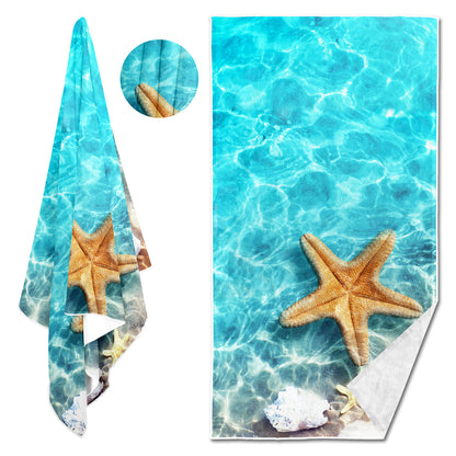 Dreammers 3D Starfish Underwater Beach Towel, Tropical Ocean Quick Dry Soft Bath Towel