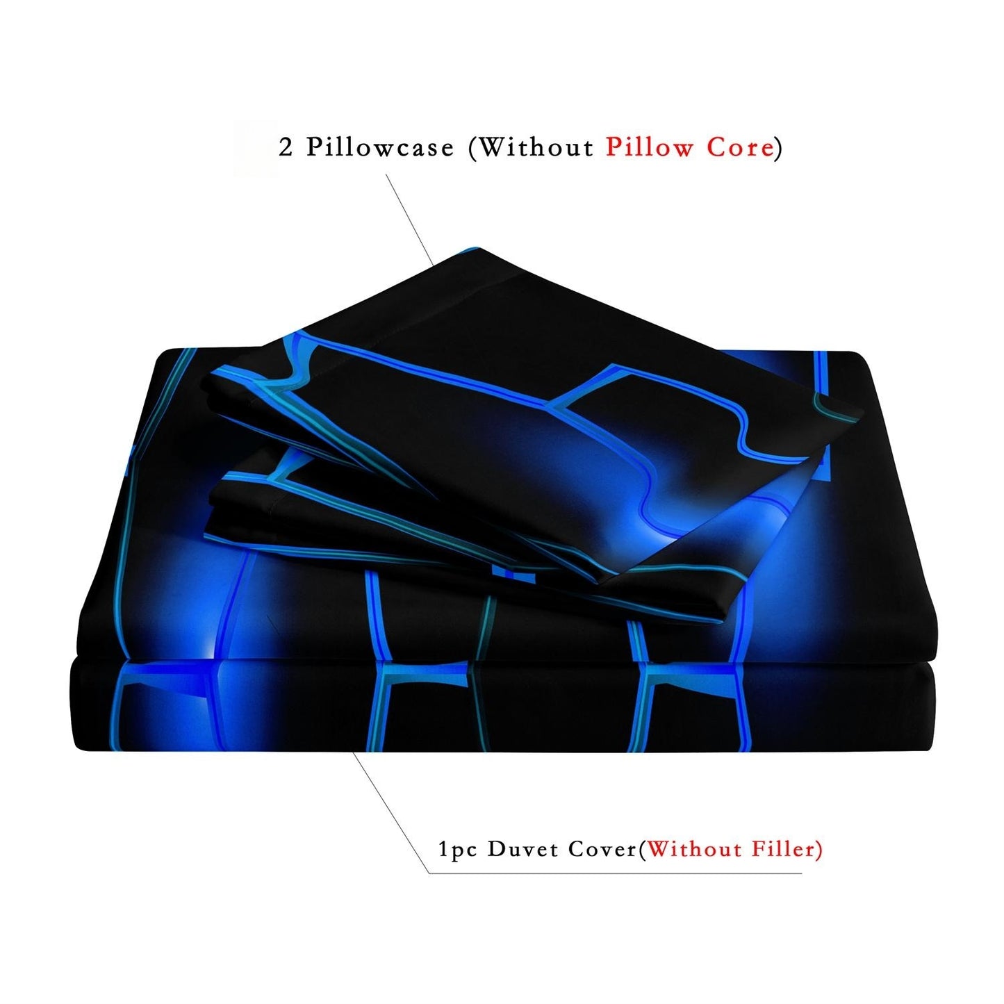 Dreammers 3D Blue Honeycomb Geometric Duvet Cover Set, Futuristic Tech Soft Bedding Set with Pillowcases