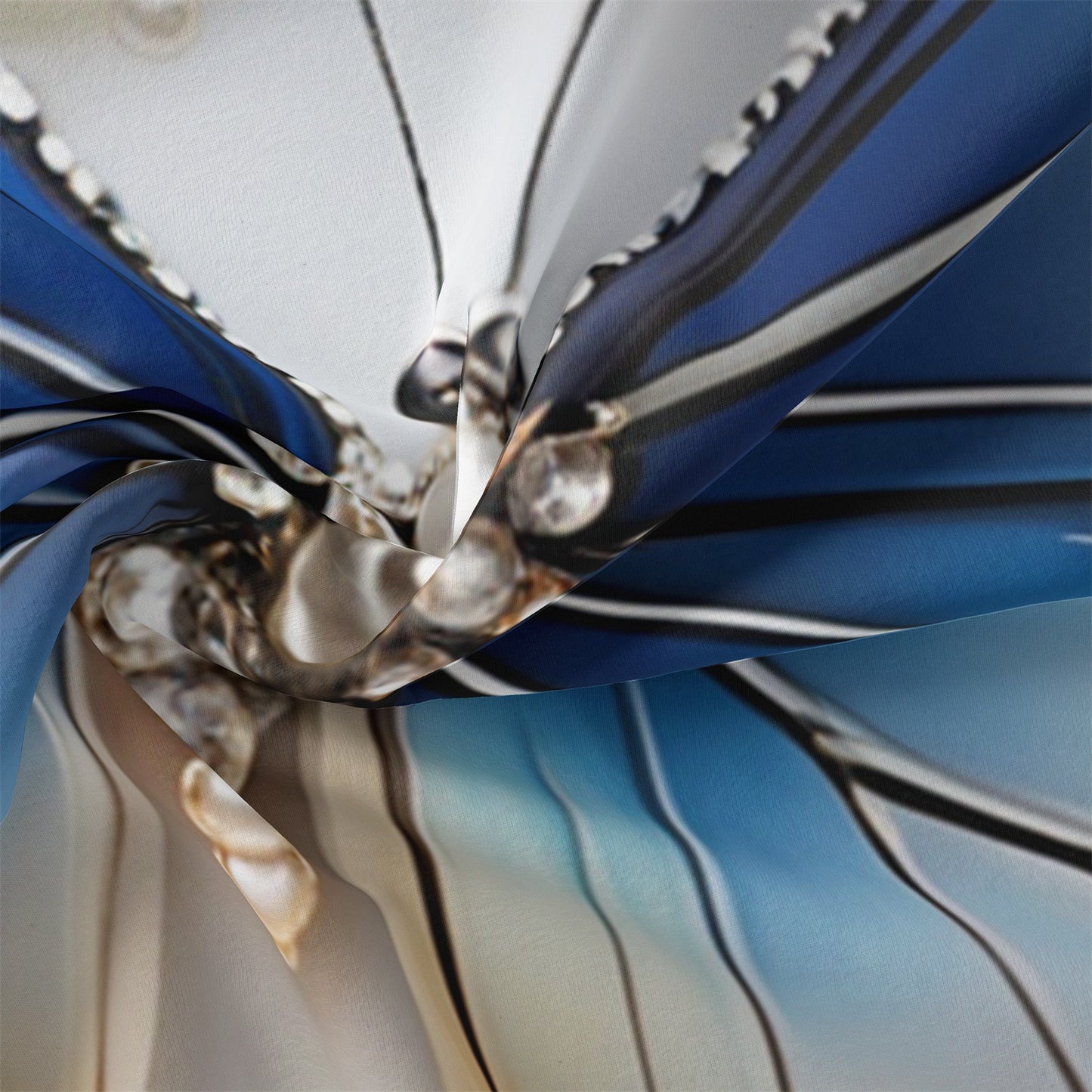 Dreammers Luxury 3D Blue Butterfly Jewelry Duvet Cover Set, Elegant Floral Soft Bedding Set with Pillowcases