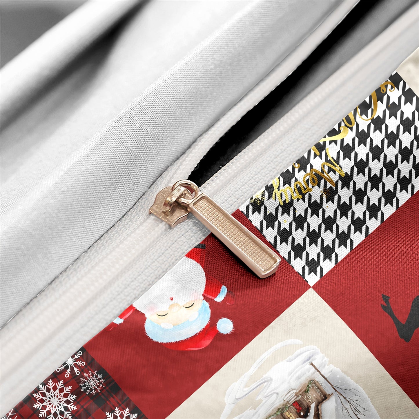 Dreammers Christmas Patchwork Duvet Cover Set, Festive Holiday Soft Bedding Set with Pillowcases