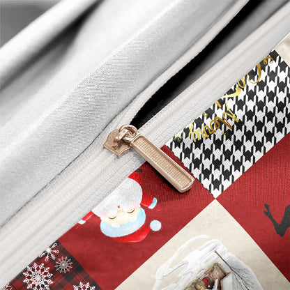 Dreammers Christmas Patchwork Duvet Cover Set, Festive Holiday Soft Bedding Set with Pillowcases
