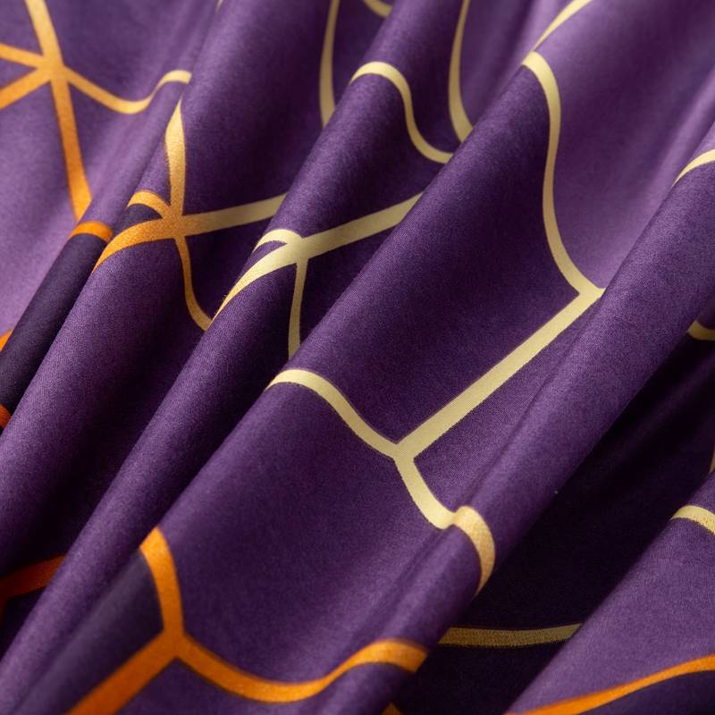 3Pcs Purple Geometric Printed Quilt Duvet Cover Bedding Set