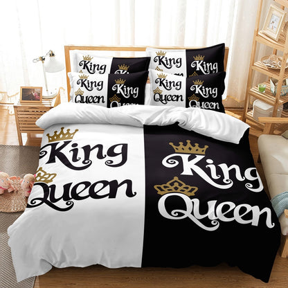 Dreammers King Queen Couple Duvet Cover Set, His Hers Romantic Soft Bedding Set with Pillowcases
