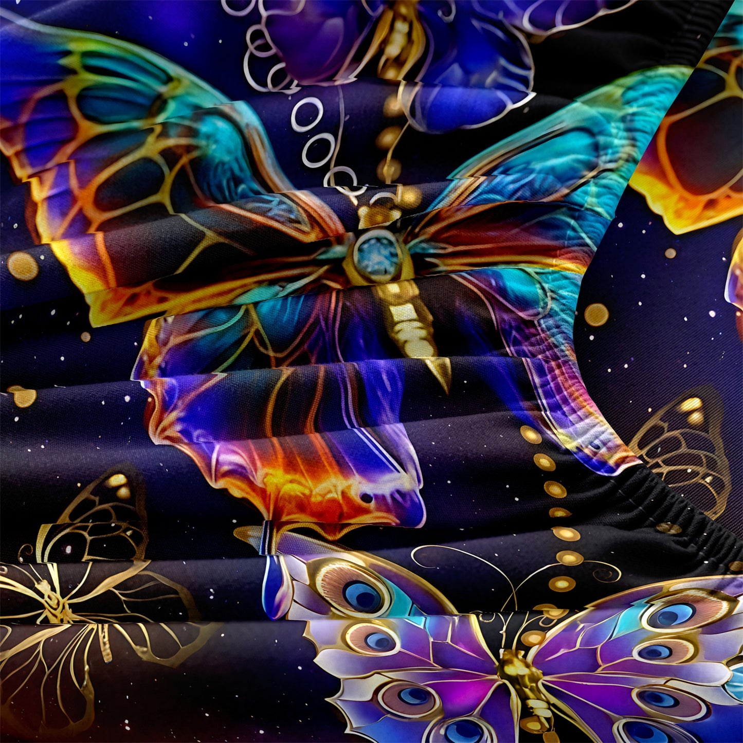 Galaxy Butterfly Fitted Sheet Set, Colorful Starry Sky Soft Bed Sheet with Pillowcases
