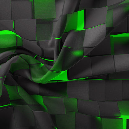 Dreammers 3D Green Black Cube Duvet Cover Set, Gamer Geometric Soft Bedding Set with Pillowcases