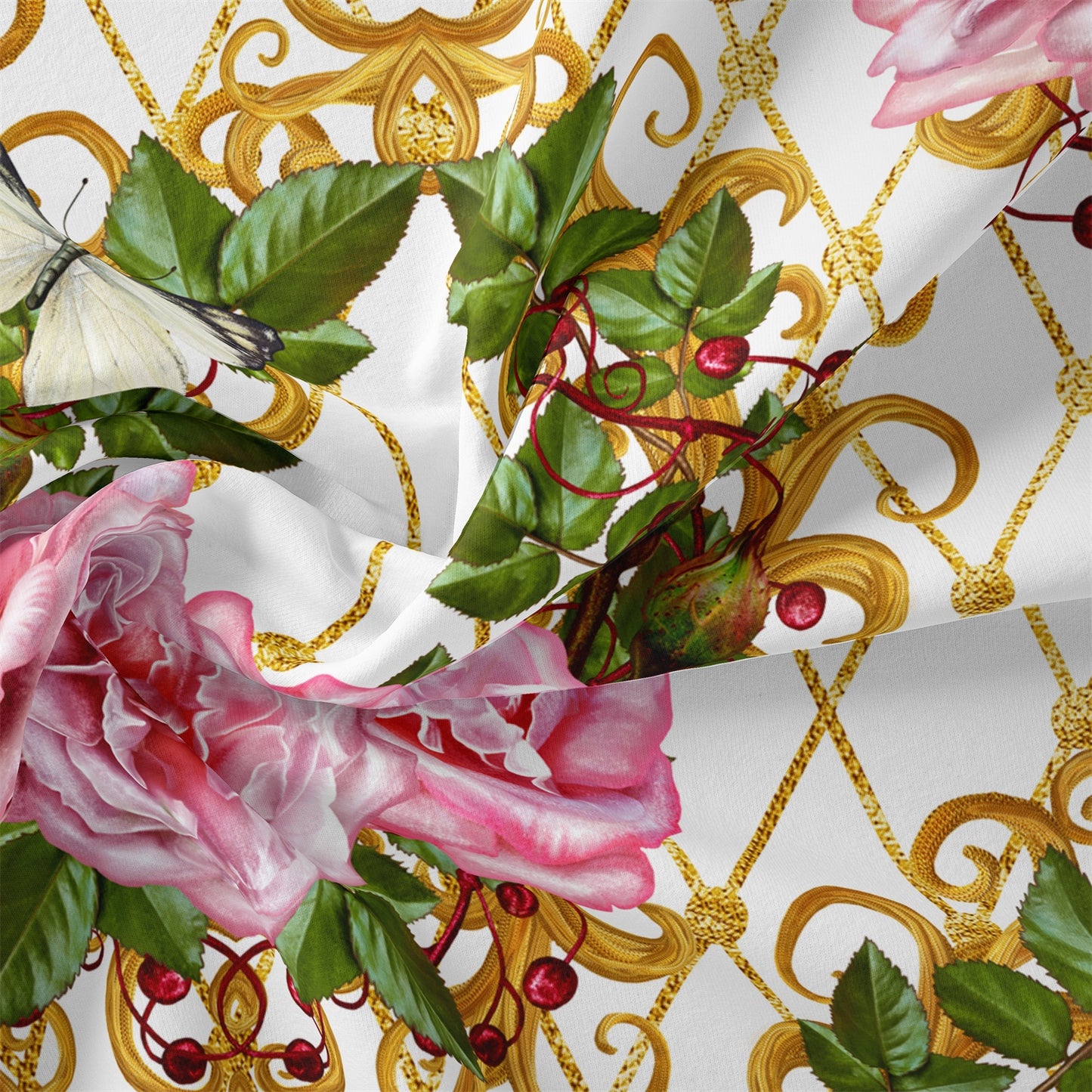 Dreammers Luxury Pink Rose Butterfly Duvet Cover Set, Elegant Floral Soft Bedding Set with Pillowcases