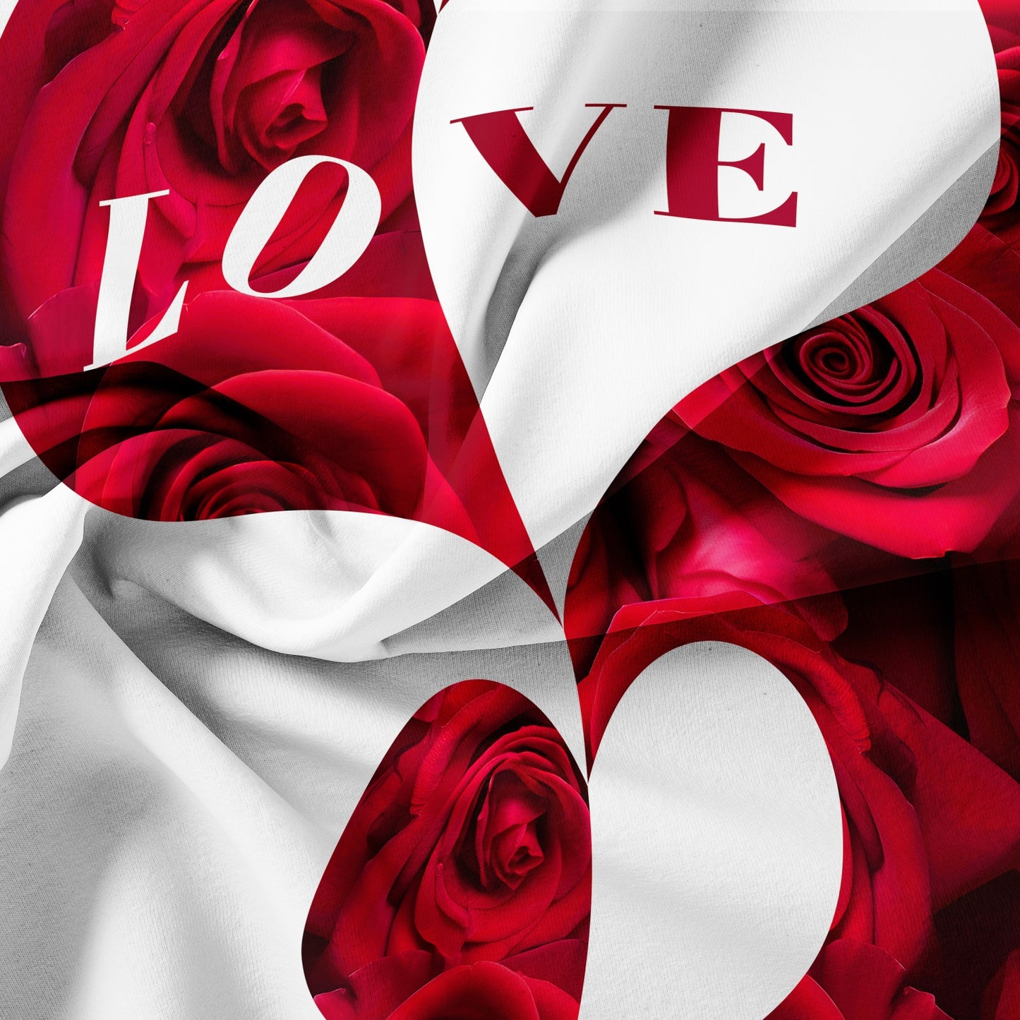 3Pcs Dreammers Red Rose Heart Love Duvet Cover Set, Romantic Soft Bedding Set with Pillowcases