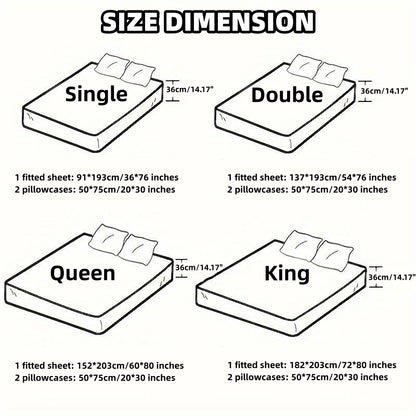 King and Queen Couple Fitted Sheet Set, Romantic His & Hers Bedding with Pillowcases for Couples Bedroom
