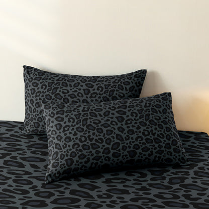 Dreammers 3D Gradient Black Leopard Print Duvet Cover Set, Luxury Animal Print Soft Bedding Set with Pillowcases