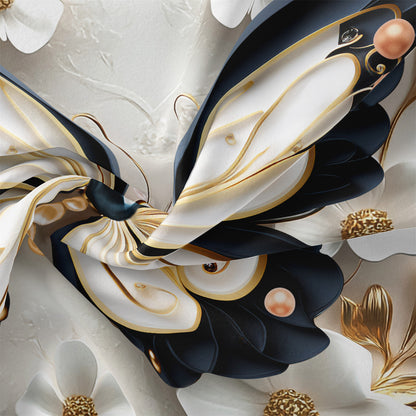 Dreammers Luxury Black Gold Butterfly Floral Duvet Cover Set, Elegant Soft Bedding Set with Pillowcases