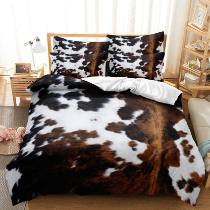 Dreammers 3D Tri-Color Cowhide Print Duvet Cover Set, Western Rustic Soft Bedding Set with Pillowcases