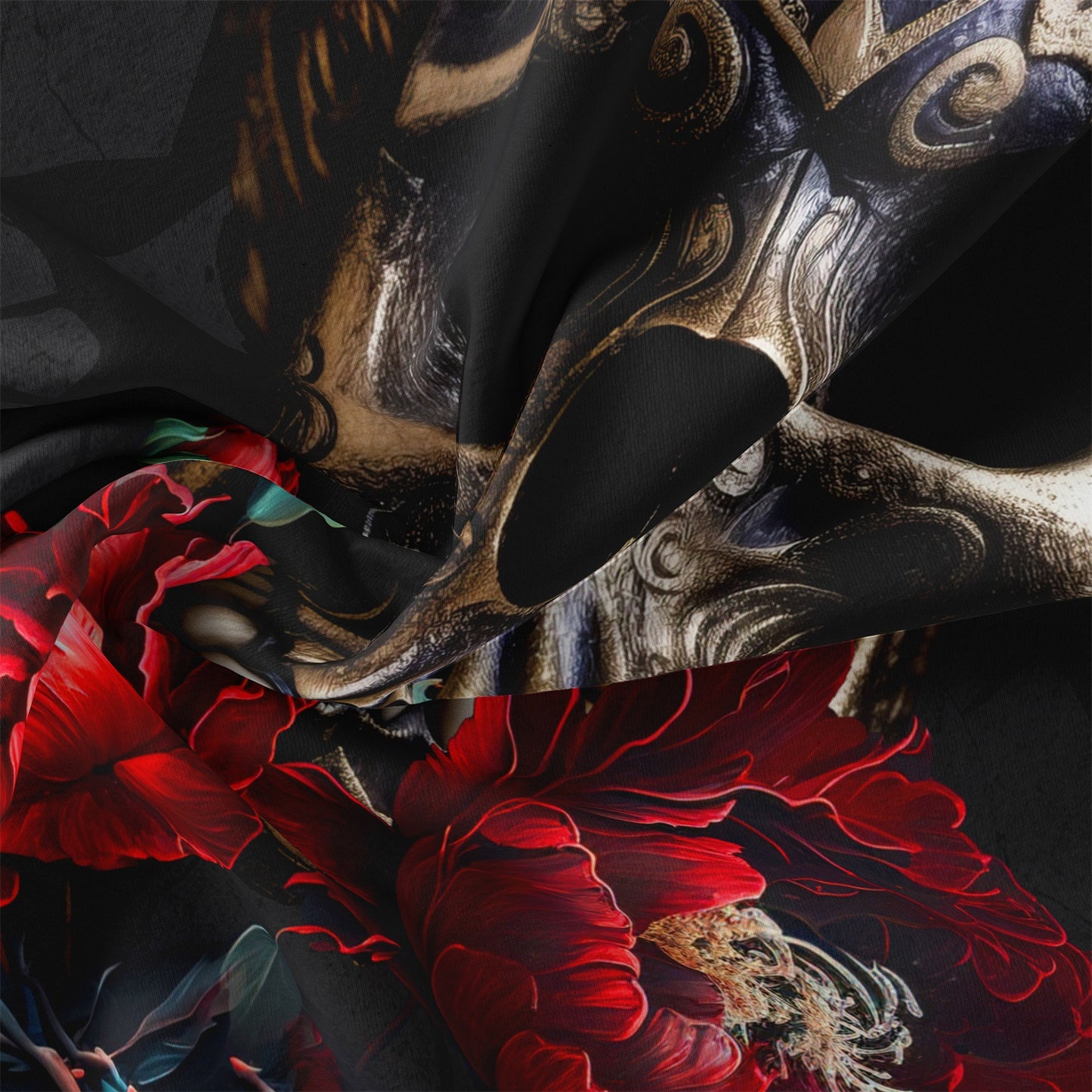 Dreammers Gothic Skull Red Rose Duvet Cover Set, Dark Floral Soft Bedding Set with Pillowcases