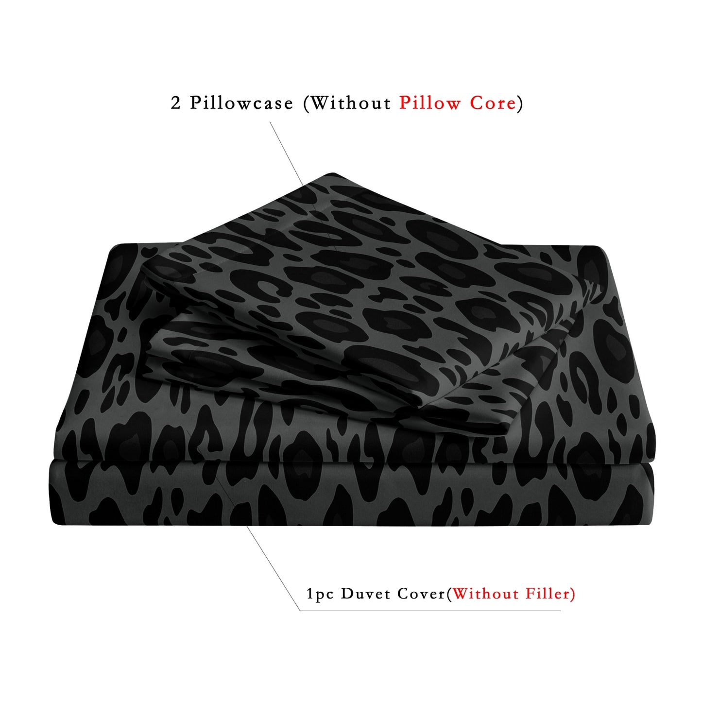 Dreammers 3D Gradient Black Leopard Print Duvet Cover Set, Luxury Animal Print Soft Bedding Set with Pillowcases