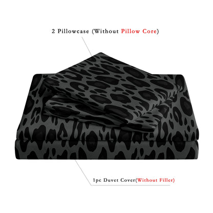Dreammers 3D Gradient Black Leopard Print Duvet Cover Set, Luxury Animal Print Soft Bedding Set with Pillowcases