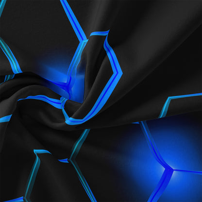 Dreammers 3D Blue Honeycomb Geometric Duvet Cover Set, Futuristic Tech Soft Bedding Set with Pillowcases