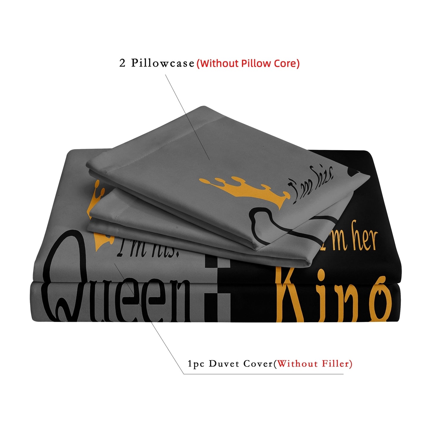 Dreammers King Queen Crown Couple Duvet Cover Set, Romantic Soft Bedding Set with Pillowcases