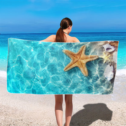 Dreammers 3D Starfish Underwater Beach Towel, Tropical Ocean Quick Dry Soft Bath Towel