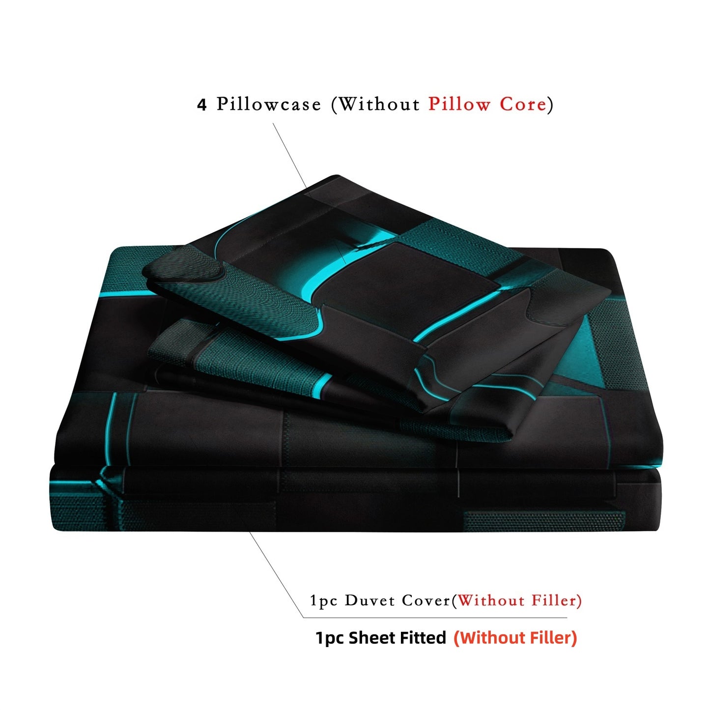 Dreammers 3D Lake Black Geometric Duvet Cover Set, Modern Soft Bedding Set with Pillowcases