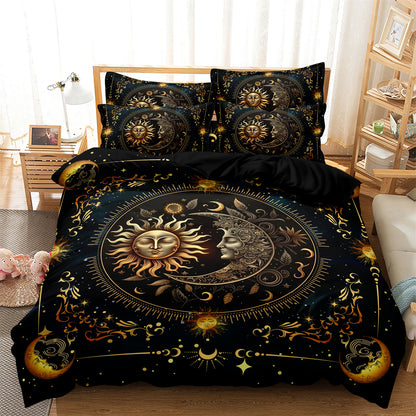 Dreammers Boho Sun Moon Tarot Duvet Cover Set, Mystical Astrology Soft Bedding Set with Pillowcases