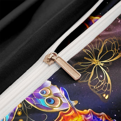 Dreammers 3D Galaxy Colorful Butterfly Duvet Cover Set, Mystical Soft Bedding Set with Pillowcases